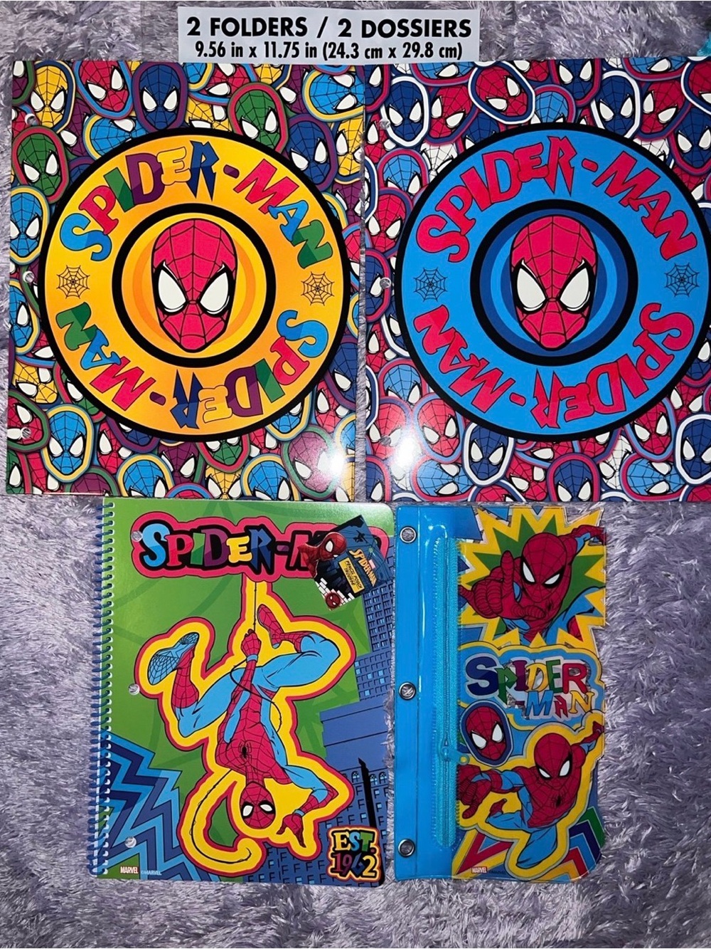 Marvel Spider-Man School Set 2-2pocket  folders notebook pencil case